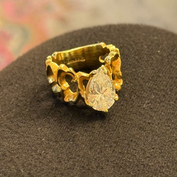 18K HGE Gold and Silver Teardrop Ring size 9 - Picture 6 of 11